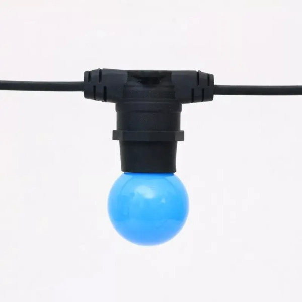 Белт-лайт синие лампы черный провод 10м Dip 220V IP65 постоянное свечение