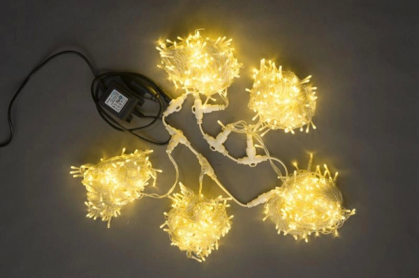 Спайдер постоянное свечение белый теплый 5 нитей Dip 24V IP64 прозрачный провод с трансформатором